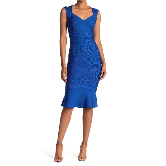 Herve Leger Sweetheart Flare Hem Bandage Dress - Size Large - Picture 1 of 5